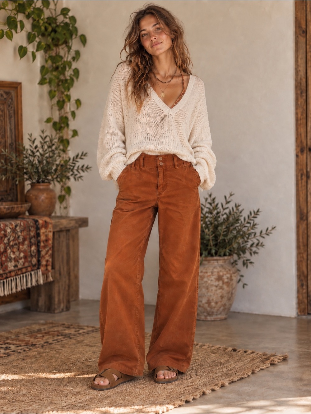 Liverpool Pants Women’s Size 4 Wide Leg Utility Rusty Brown Stretch Twill